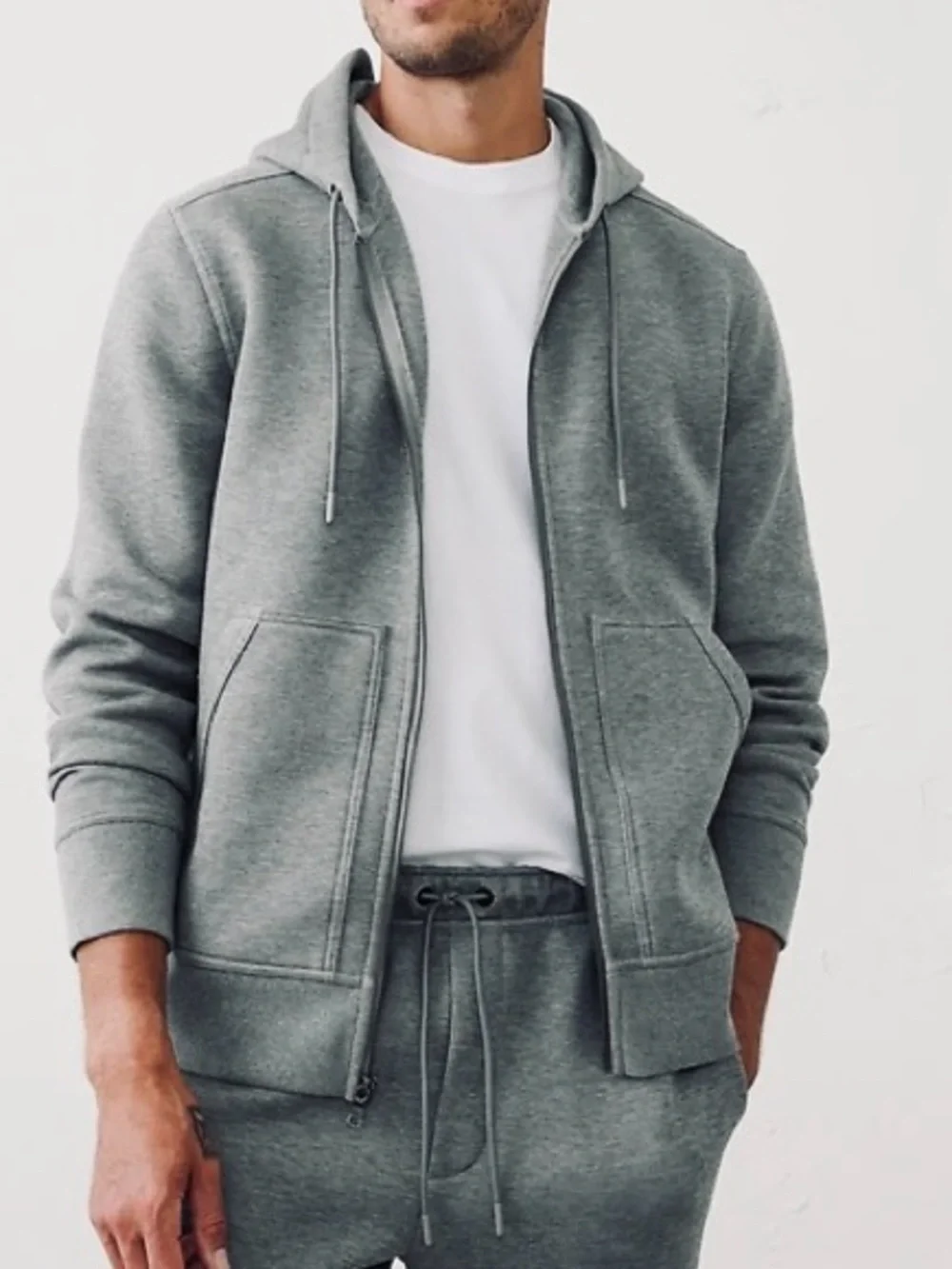 BANANA REPUBLIC Grey Zip Hoodie Sweatshirt w Pockets Jacket Full Zipper Sweater